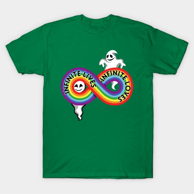 Infinite Lives and Loves Diversity Rainbow Ghosts T-Shirt by TheMavenMedium